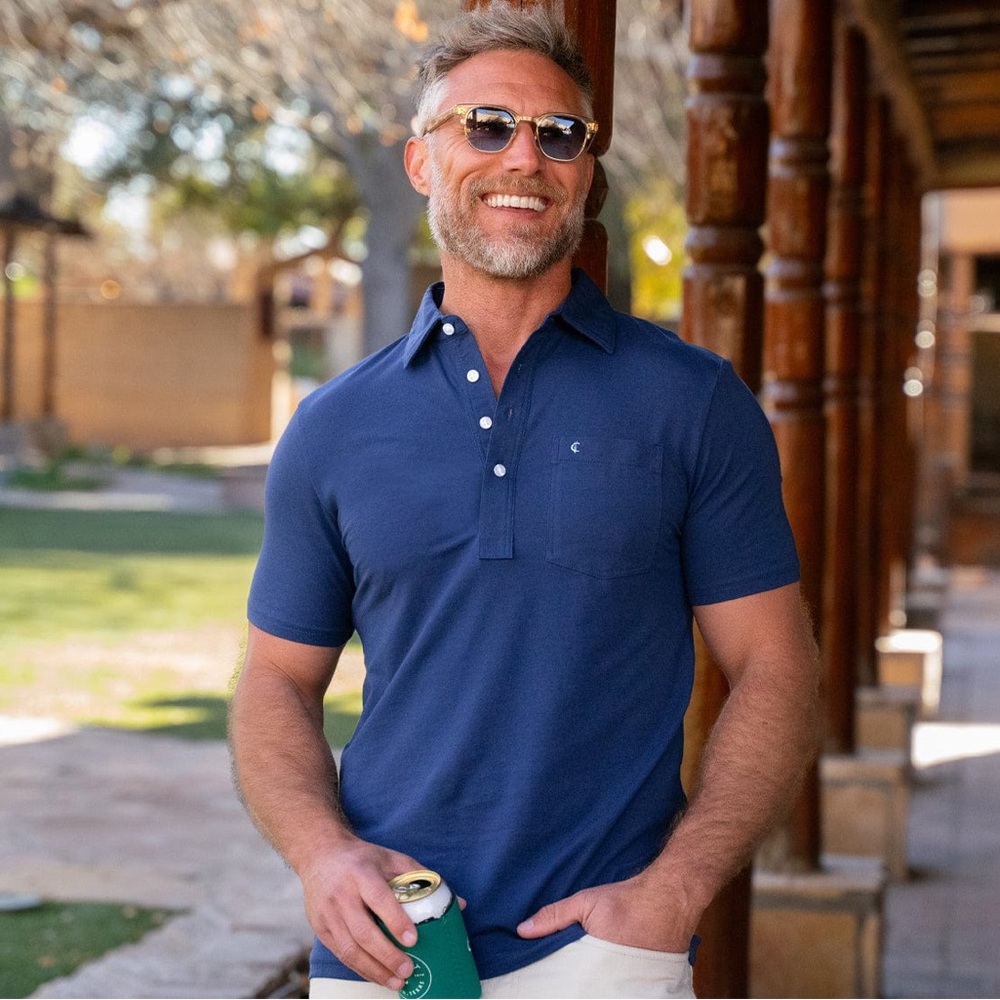 Criquet Top-Shelf Players Shirt Navy Blue Cotton Comfort Travel Work Preppy M